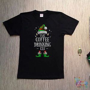 coffee Drinking Elf Matching Family Group Christmas Pajama